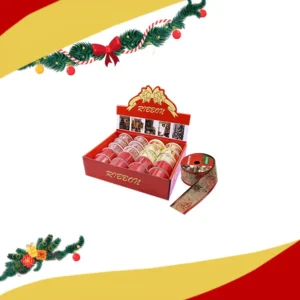 *3 mts de Liston Liston Navideño Rojo y Oro 20pz