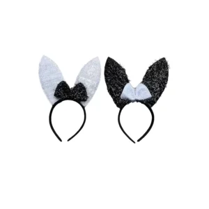 Diadema de Conejita Blanco - Negro (12pz)