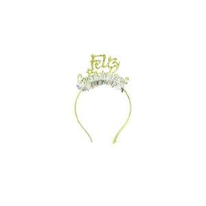 Diadema "Feliz Cumpleaños" en Cursiva Metal Escarcha Oro (12pz)