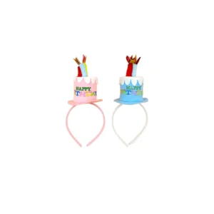 *Diadema "Happy Birthday" Pastel Rosa y Azul (12pz)