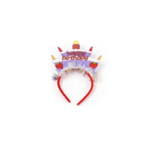 Diadema "Happy Birthday" con Pastel de Fresa (6pz)
