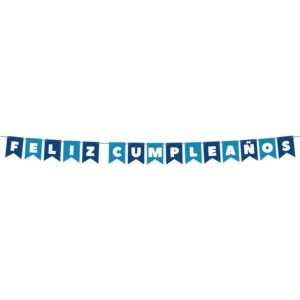 Banderin "Feliz Cumpleaños" Bicolor Azul (12pz)