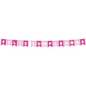 Banderin "Feliz Cumpleaños" Bicolor Rosa (12pz)