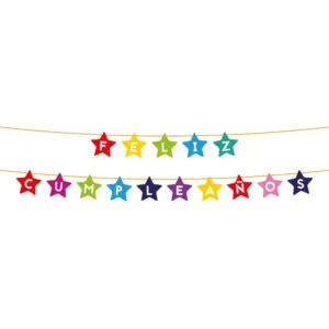 Banderin "Feliz Cumpleaños" Estrellas Multicolor (12pz)