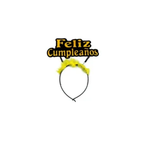 Diadema Resorte Feliz Cumpleaños amarillo (12pz)