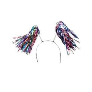 Diadema mechon metalico arcoiris (12pz)